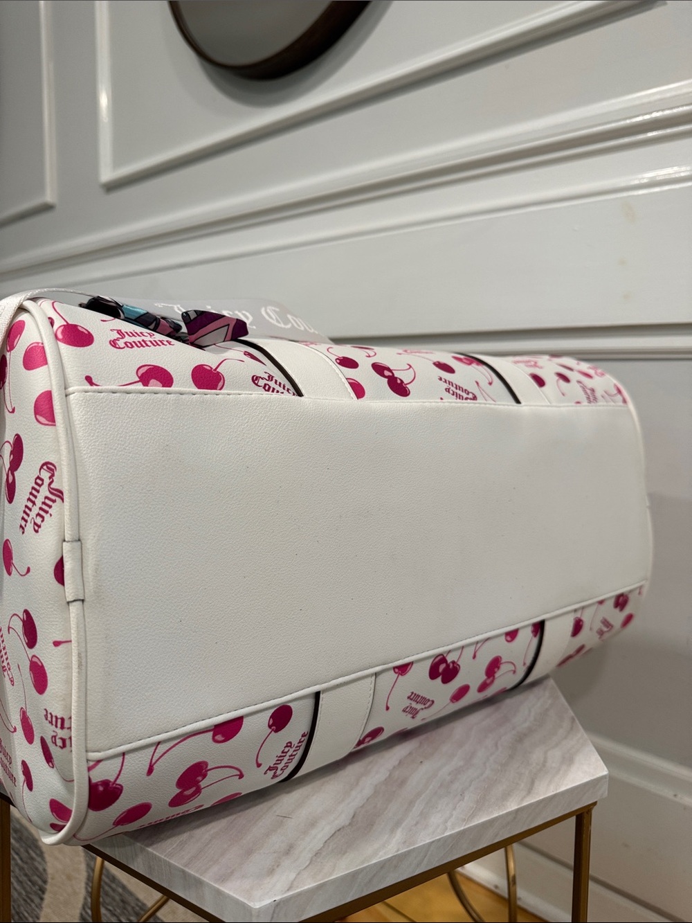 Juicy Couture Y2K Bag Pink Cherry On Top Logo Weekender Travel Duffle Bag NWT - Picture 10 of 17